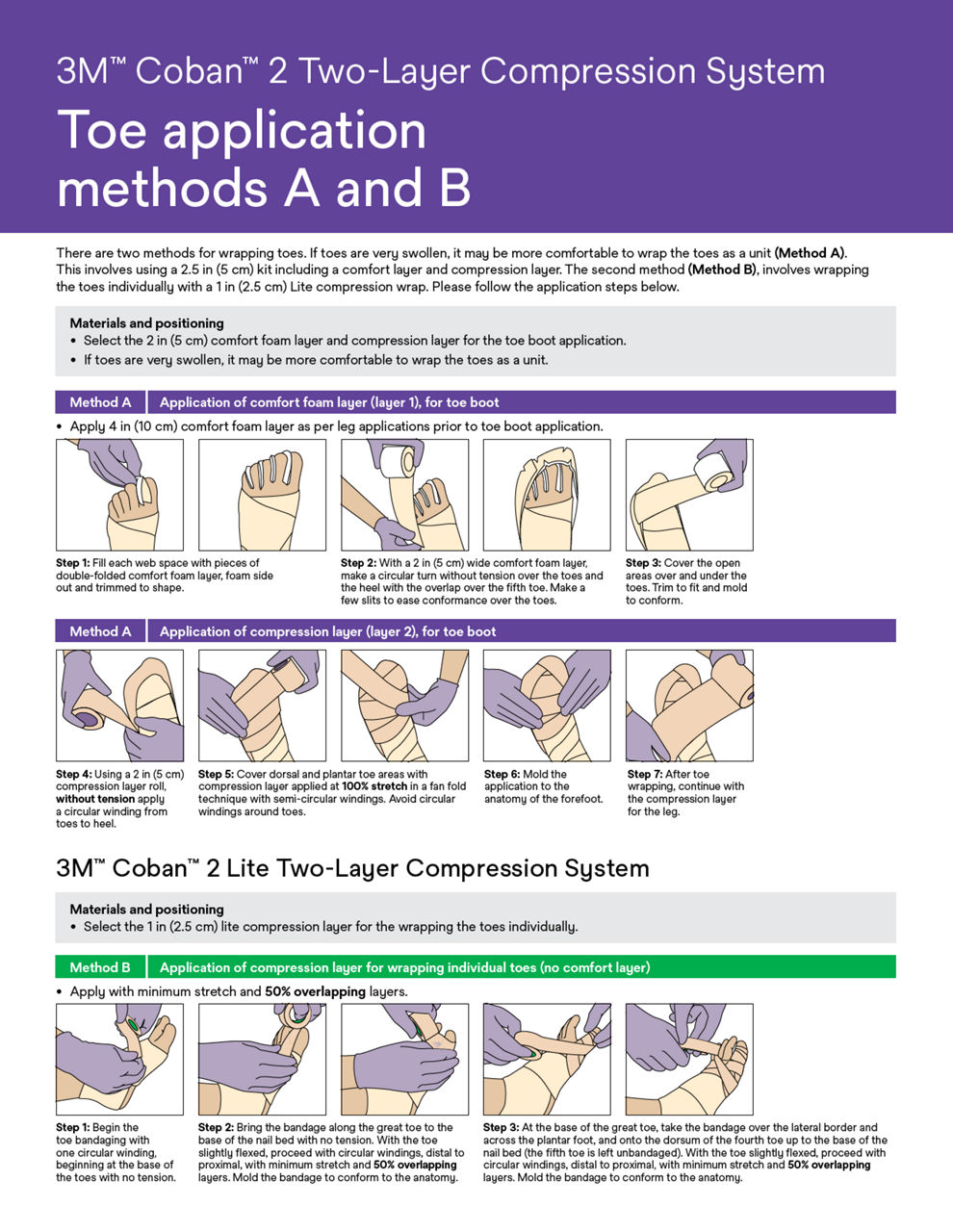 3M Coban 2 Application Guide for Toe Boot methods A and B