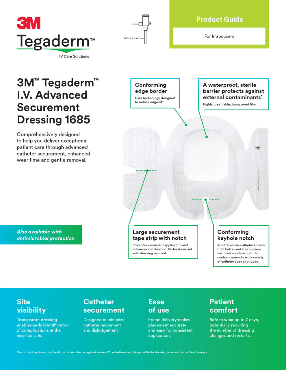 3M™ Tegaderm™ I.V. Advanced Securement Dressing 1685