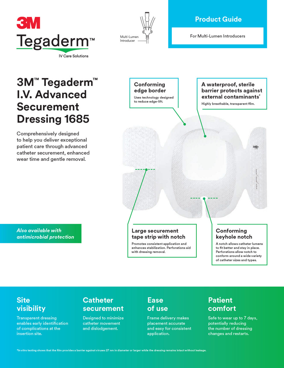 3M™ Tegaderm™ I.V. Advanced Securement Dressing 1685