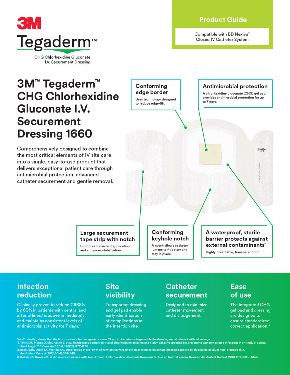 3M™ Tegaderm™ CHG Chlorhexidine Gluconate I.V. Securement Dressing 1660