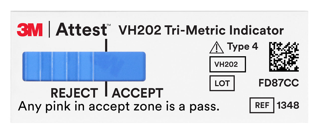 3M™ Attest™ VH₂O₂ Tri-Metric Chemical Indicators, 1348, Type 4, 3/4 x 2in (1.9 x 5.1 cm), 250/BAG, 4 BAG/CS, 1000/CS