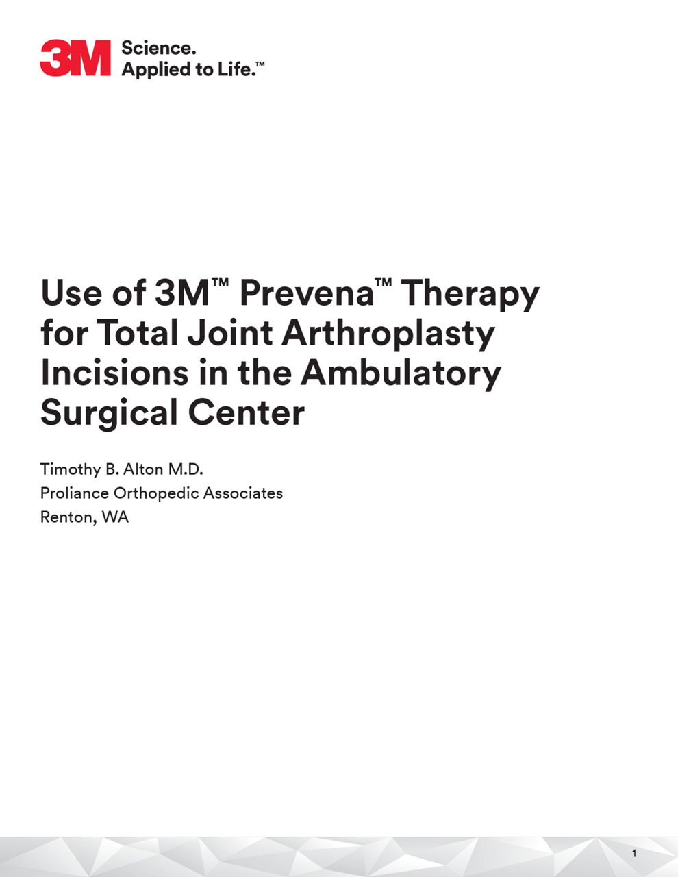 Prevena Therapy total joint anthroplasty cover preview