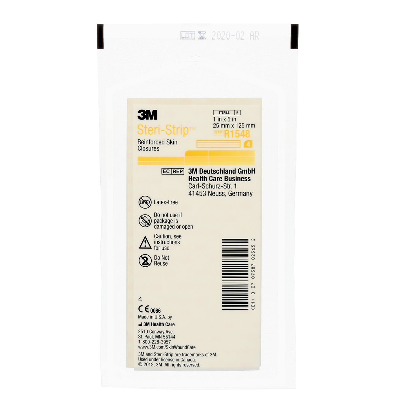 3M™ Steri-Strip™ Wondsluitingen, 1548, 25 mm x 125 mm, 100 stuks/doos