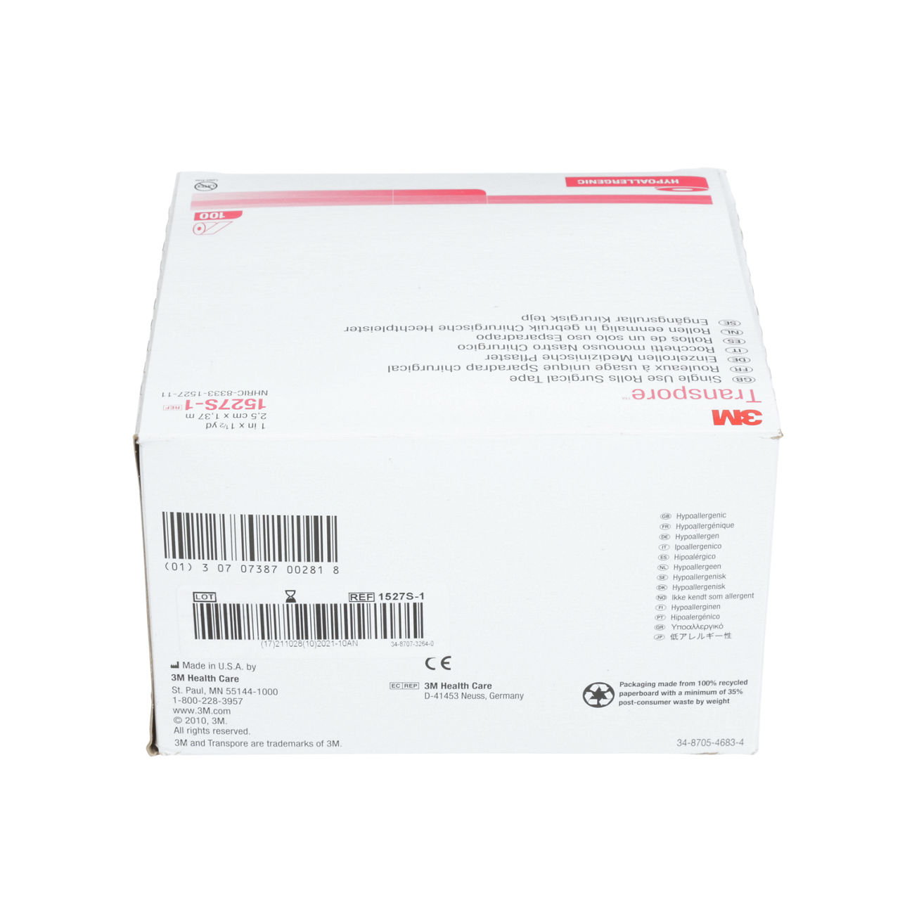 3M™ Transpore™ Medical Tape, 1527S
