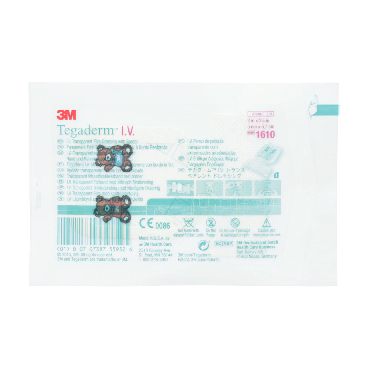 3M™ Tegaderm™ Transparent Film Dressing with Border, 1610, 2 in x 2-1/4 in (5 cm x 5.7 cm), 100/ct 4ct/Case