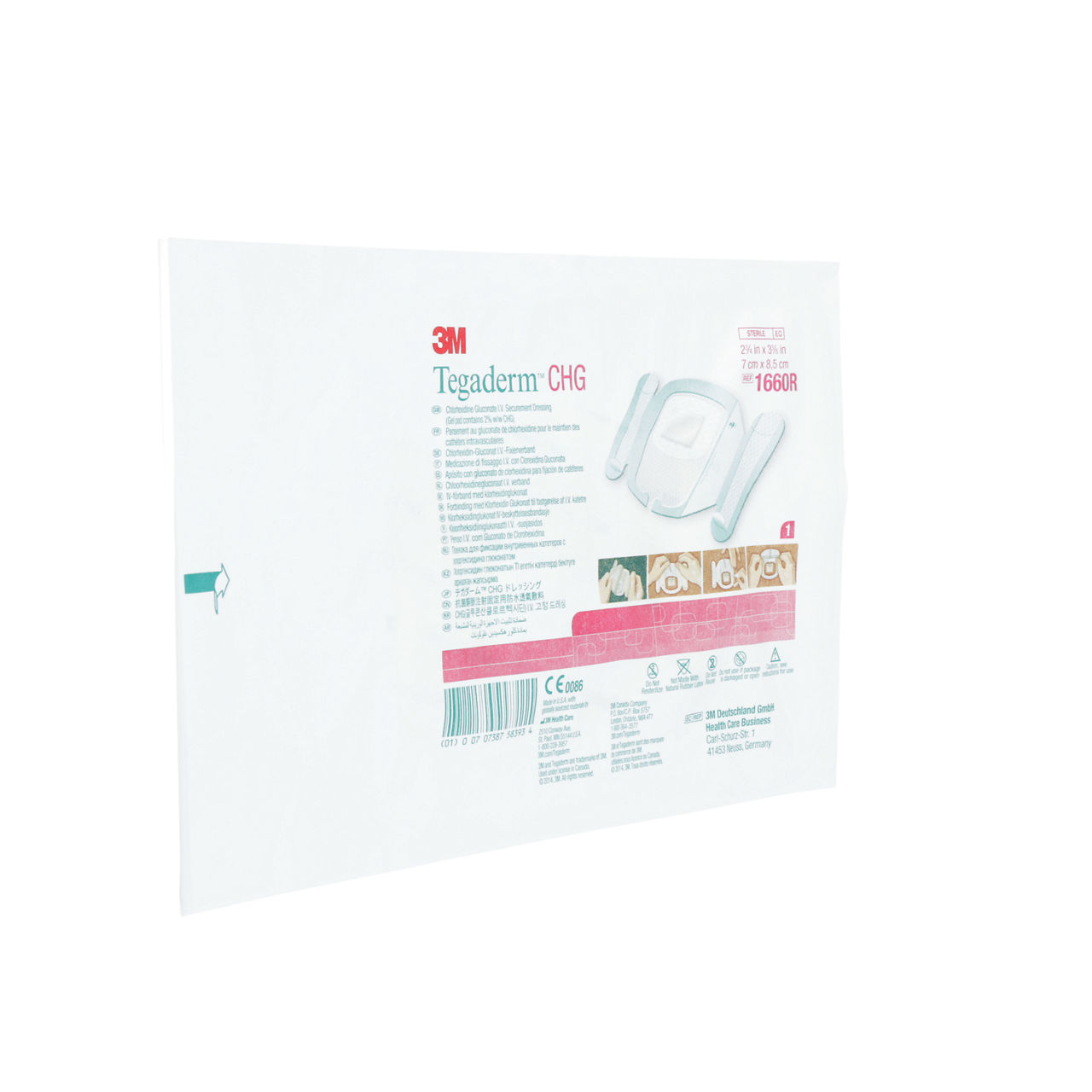 3M Tegaderm CHG Chlrhexidine Glcnte IV Securement Drssng, 1660R