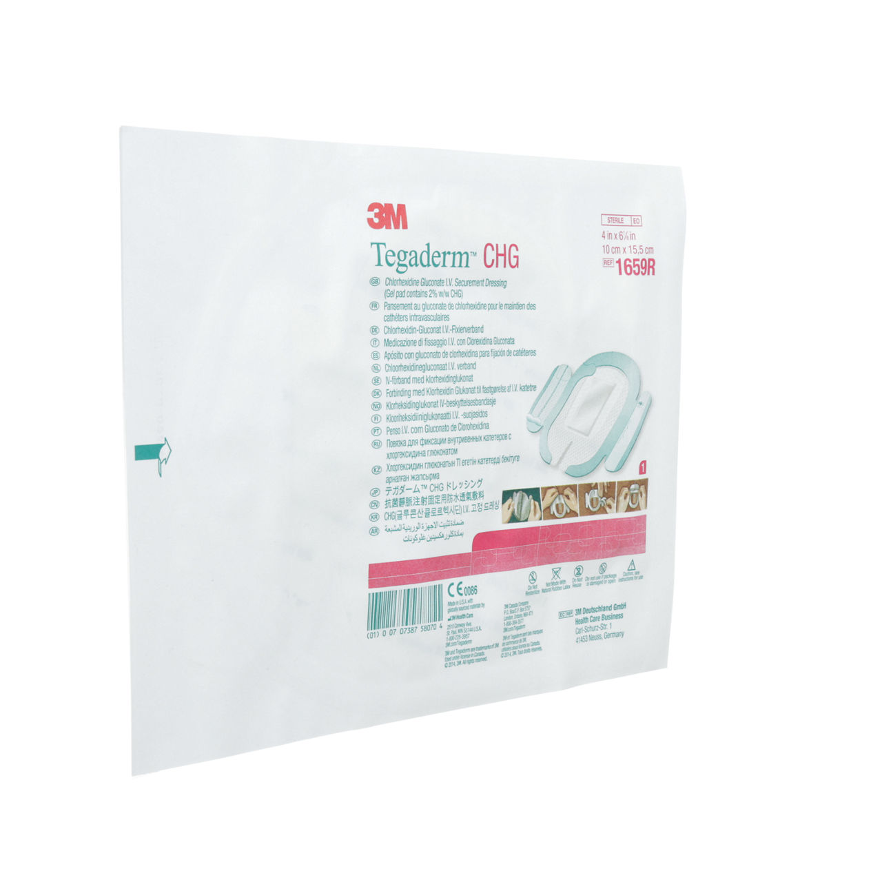 3M Tegaderm CHG Chlorhexidine Glonte IV Securement Drssng, 1659R