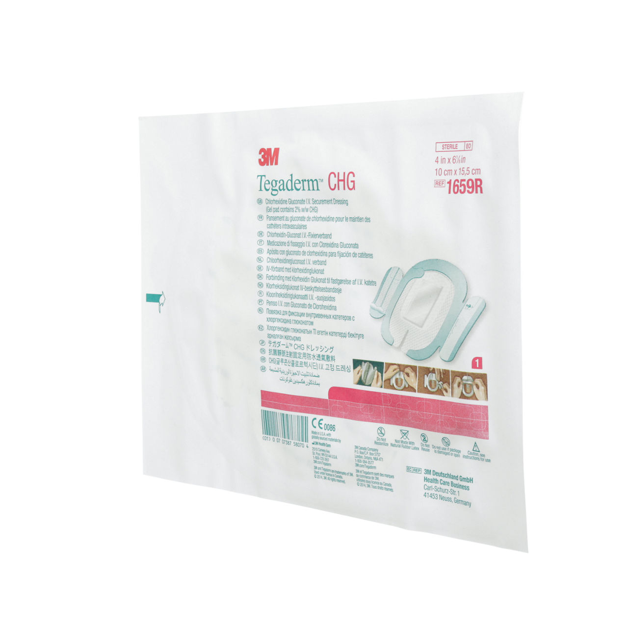 3M Tegaderm CHG Chlorhexidine Glonte IV Securement Drssng, 1659R