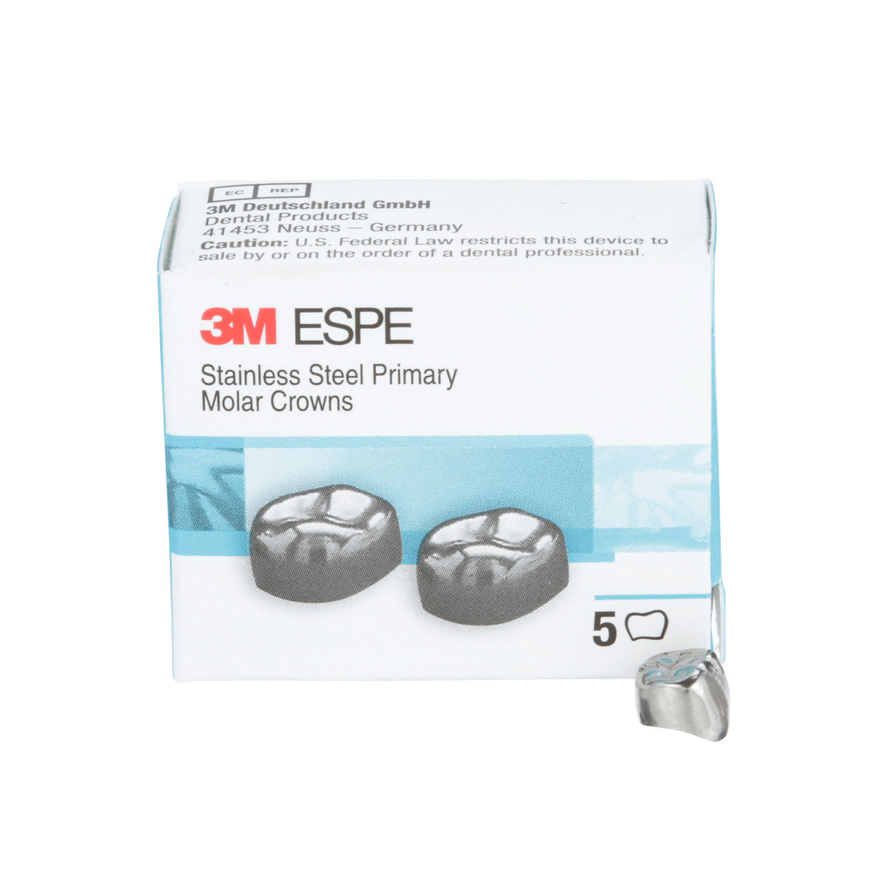 3M™ ESPE™ Stainless Steel Primary Molar Crowns, D-LR-2, Lower RightFirst Primary Molar, Size 2, 5 Crowns