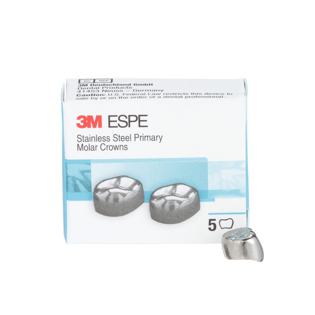 3M™ ESPE™ Stainless Steel Primary Molar Crowns, D-LR-5, Lower RightFirst Primary Molar, Size 5, 2 Crowns
