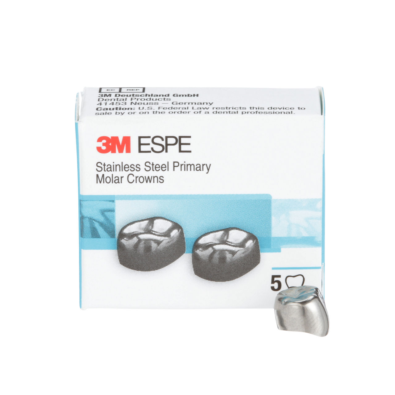 3M™ ESPE™ Stainless Steel Primary Molar Crowns, D-LL-6, Lower Left FirstPrimary Molar, Size 6, 5 Crowns