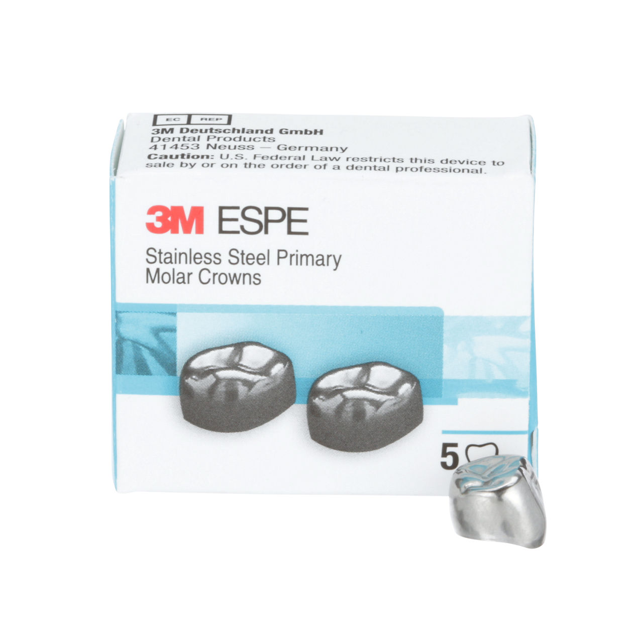 3M™ ESPE™ Stainless Steel Primary Molar Crowns, D-LL-7, Lower Left FirstPrimary Molar, Size 7, 5 Crowns