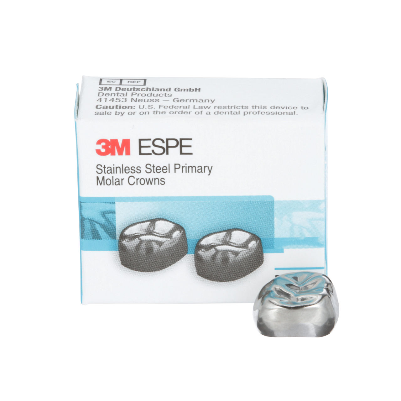 3M™ ESPE™ Stainless Steel Primary Molar Crowns, E-UR-7, Upper RightSecond Primary Molar, Size 7, 5 Crowns