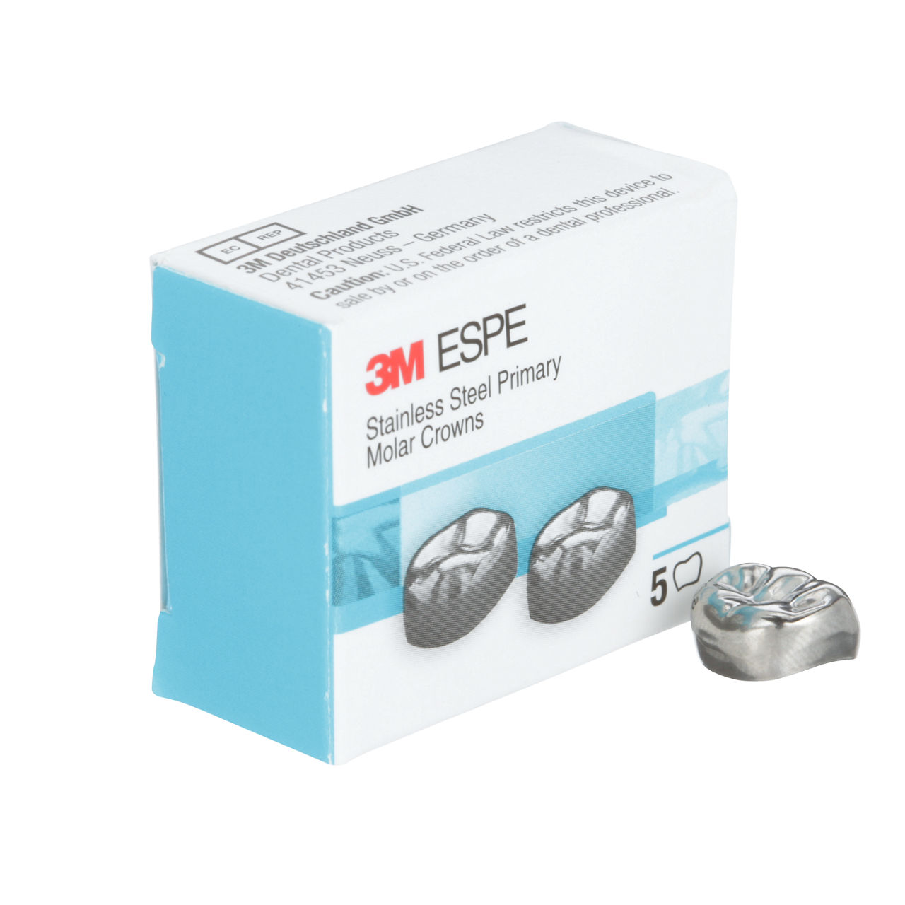 thumbnail image 2 of 3M ESPE DUR4 Stainless Steel Primary Molar Crown - #4 Upper Right, 5-Pack 2 of 4