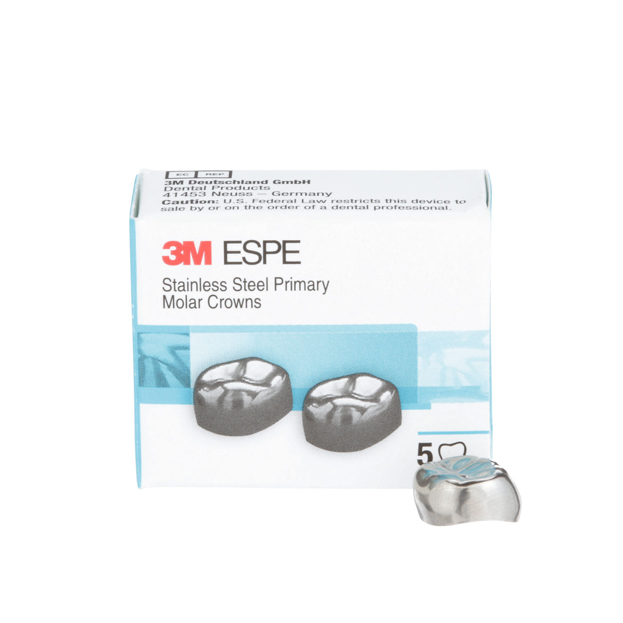 3M™ ESPE™ Stainless Steel Primary Molar Crowns, E-LR-5, Lower RightSecond Primary Molar, Size 5, 5 Crowns