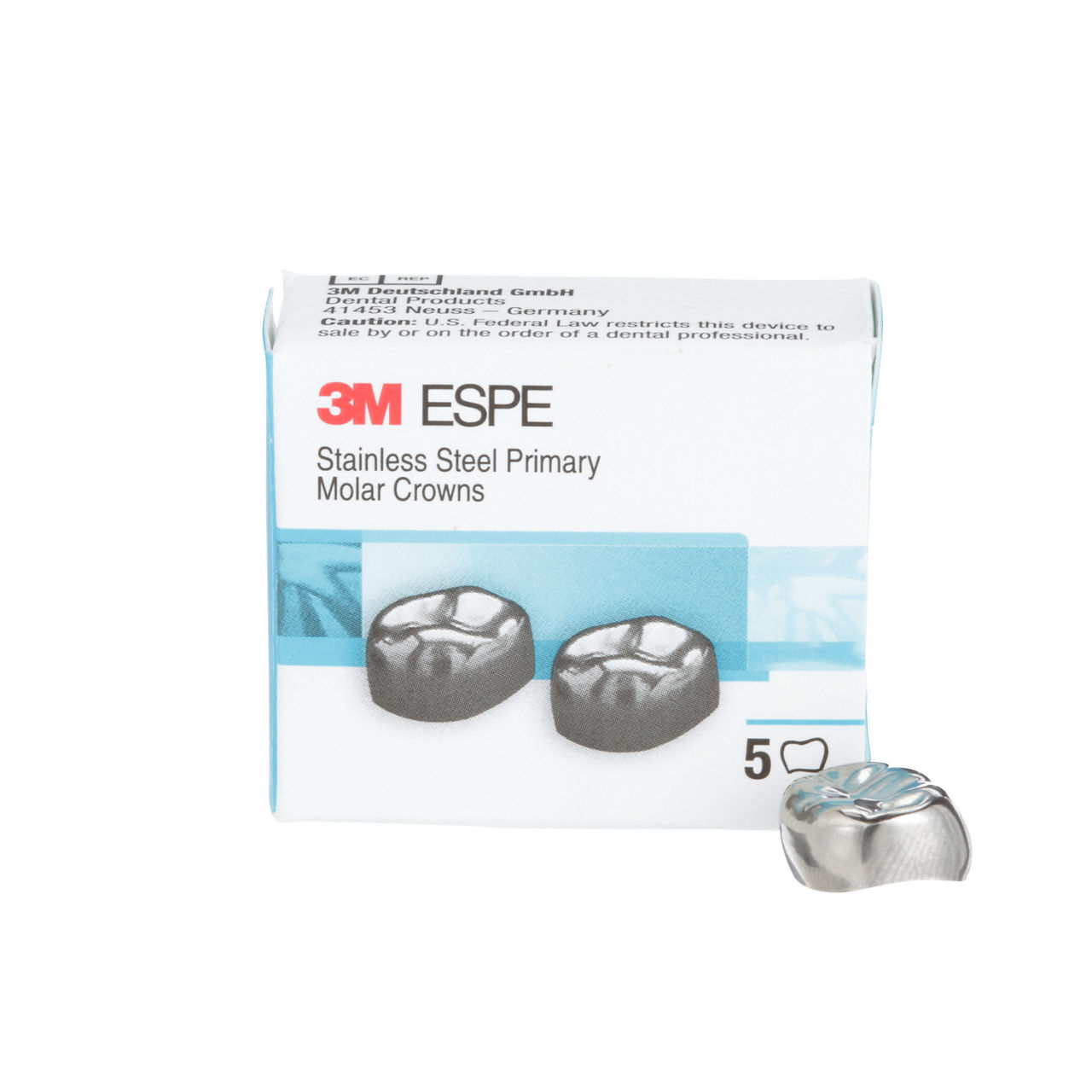 3M™ ESPE™ Stainless Steel Primary Molar Crowns, E-LR-6, Lower RightSecond Primary Molar, Size 6, 5 Crowns