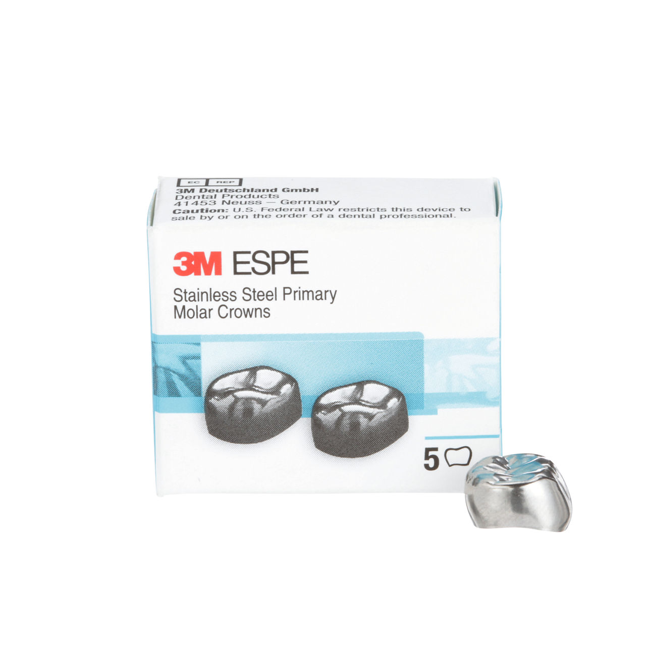 3M™ ESPE™ Stainless Steel Primary Molar Crowns, E-LR-7, Lower RightSecond Primary Molar, Size 7, 5 Crowns