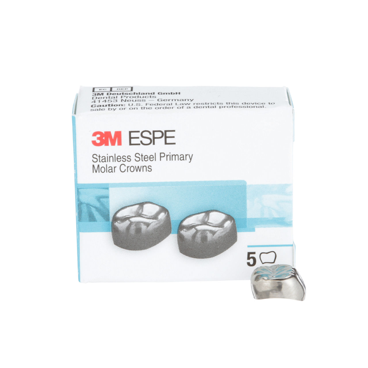 3M™ ESPE™ Stainless Steel Primary Molar Crowns, E-LL-2, Lower LeftSecond Primary Molar, Size 2, 5 Crowns