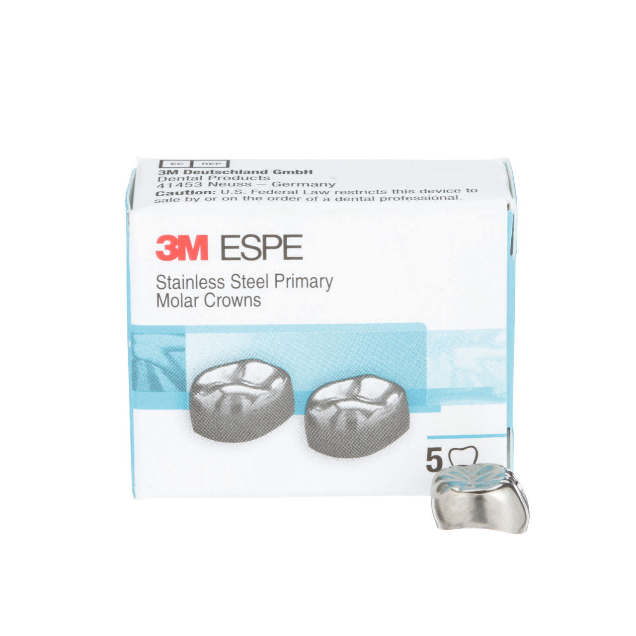 3M™ ESPE™ Stainless Steel Primary Molar Crowns, E-LL-3, Lower LeftSecond Primary Molar, Size 3, 5 Crowns