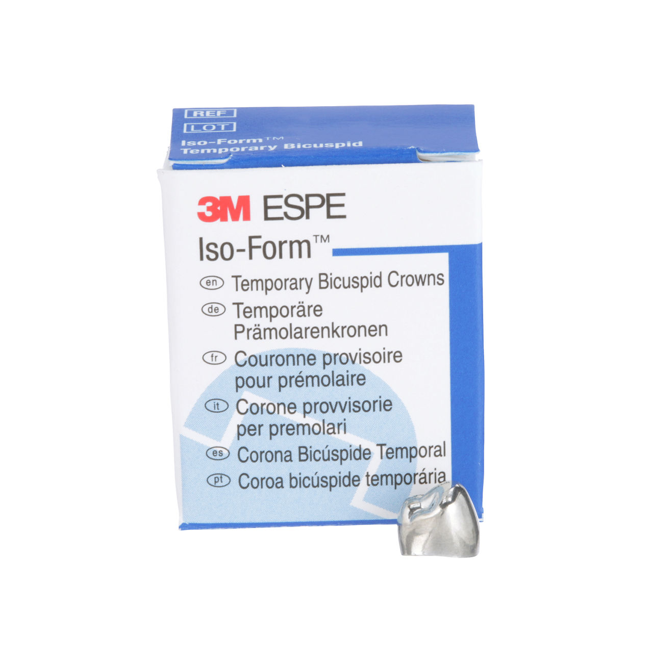 3M™ Iso-Form™, Couronnes provisoires en étain argent pour prémolairespermanentes, L-40