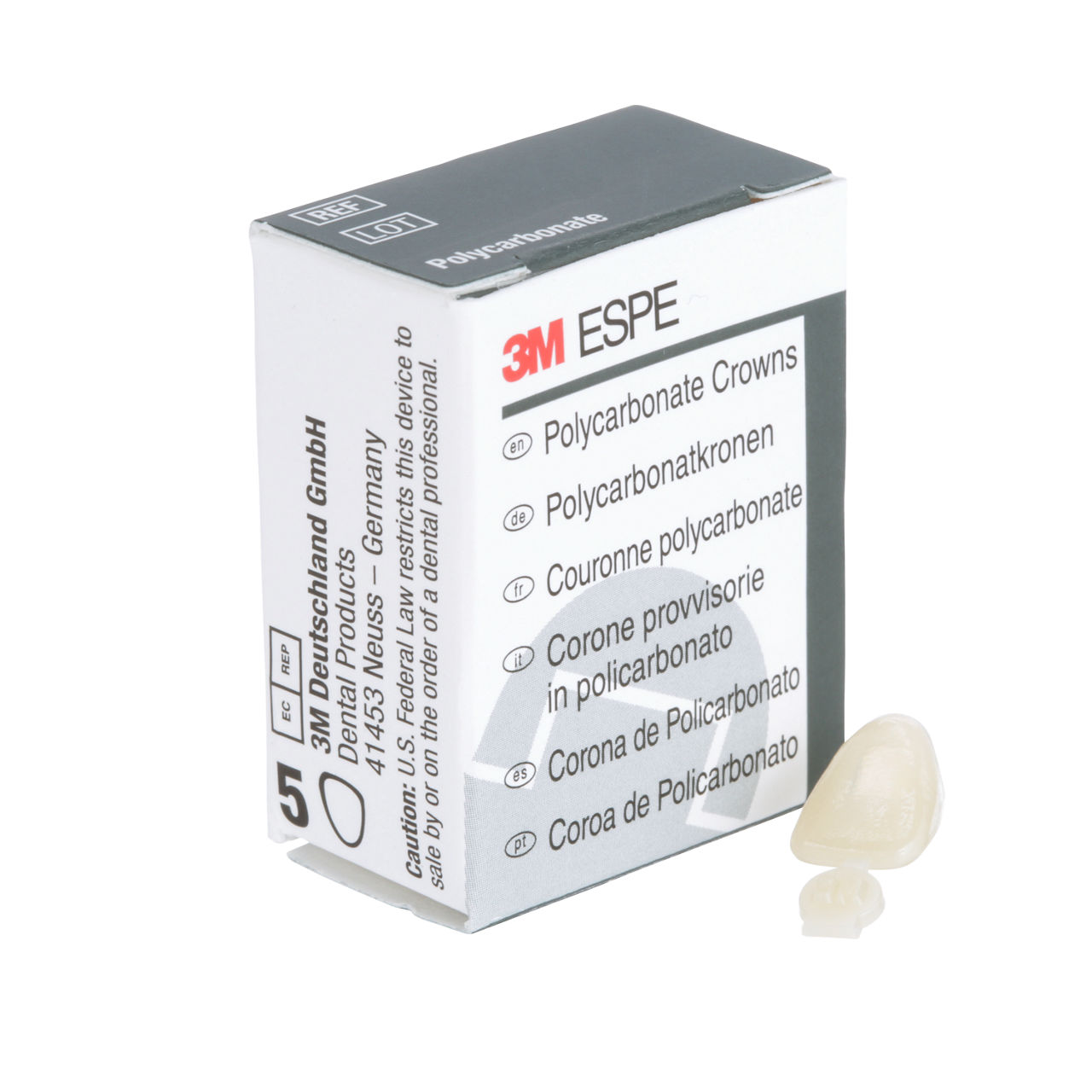 3M ESPE Polycarbonate Replacement Crown, upper left central, #15