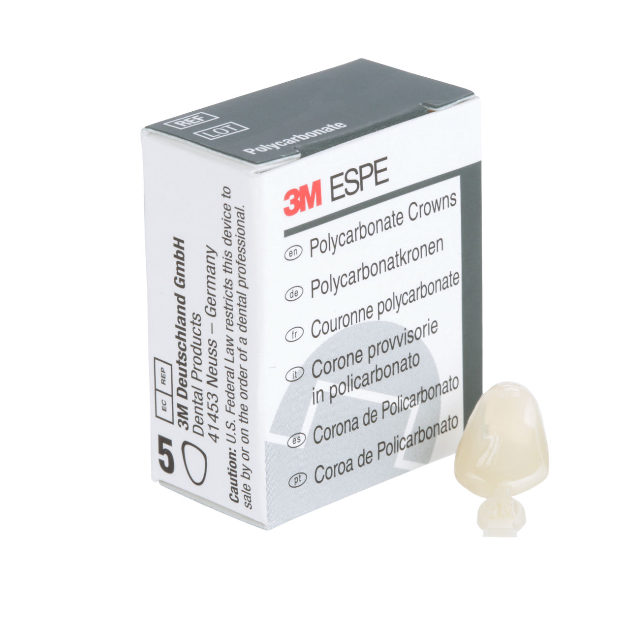 3M ESPE Polycarbonate Replacement Crown, upper left cuspid, #303