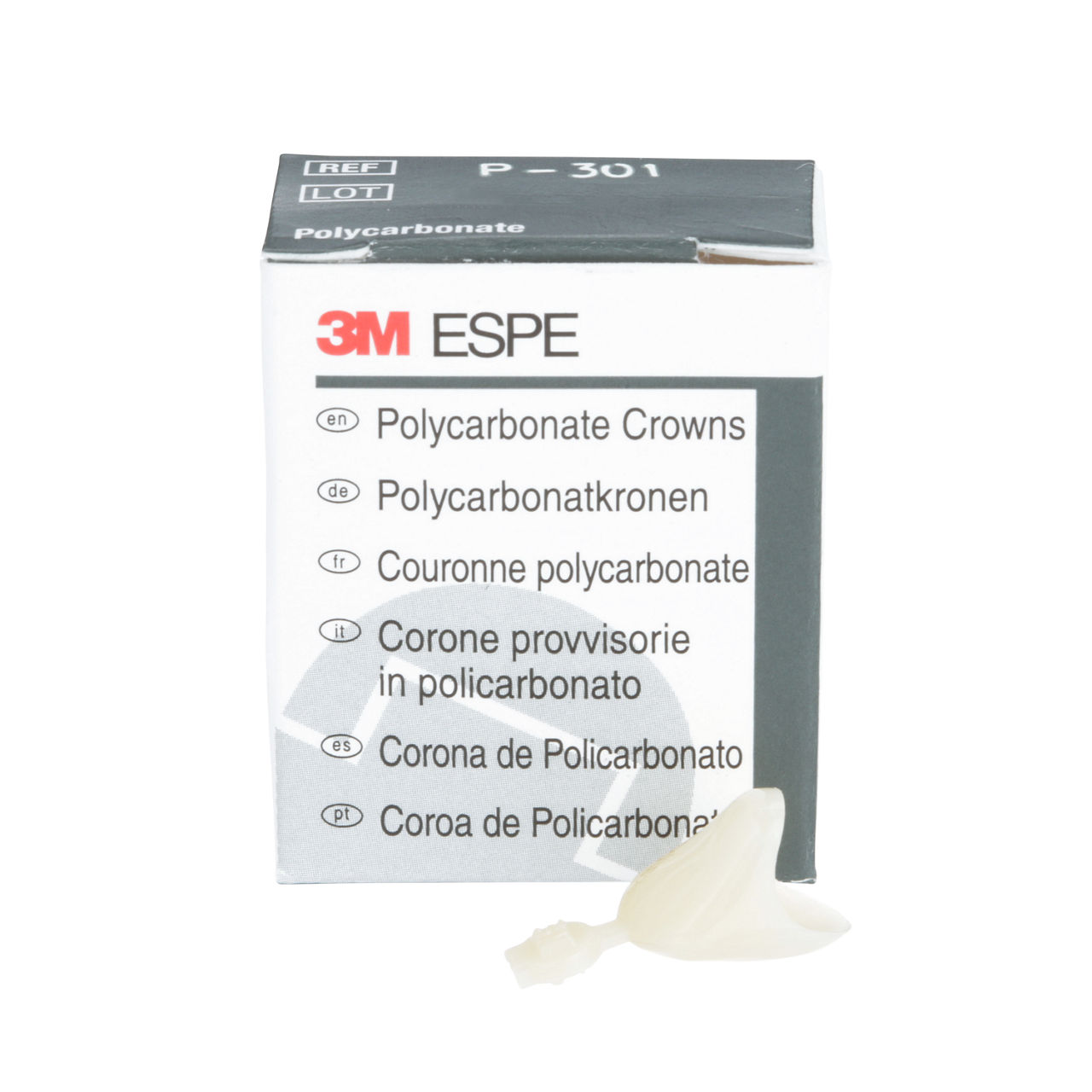 3M™ Couronnes provisoires en polycarbonate pour dents antérieures etprémolaires, P-301