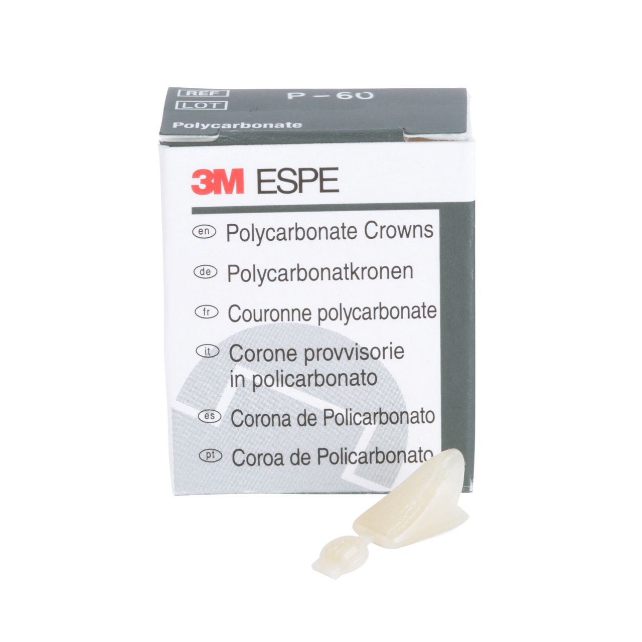 3M™ Polycarbonate Crowns, 60, Long Lower Anterior, 5 Crowns