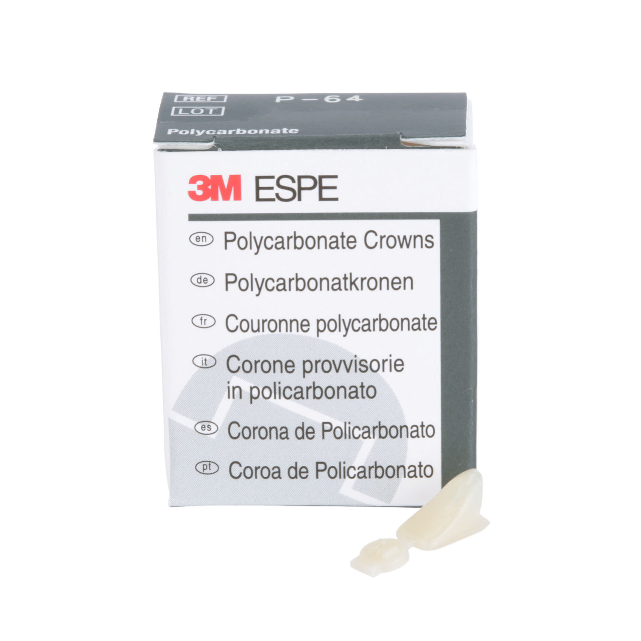 3M™ Polycarbonate Crowns, 64, Long Lower Anterior, 5 Crowns