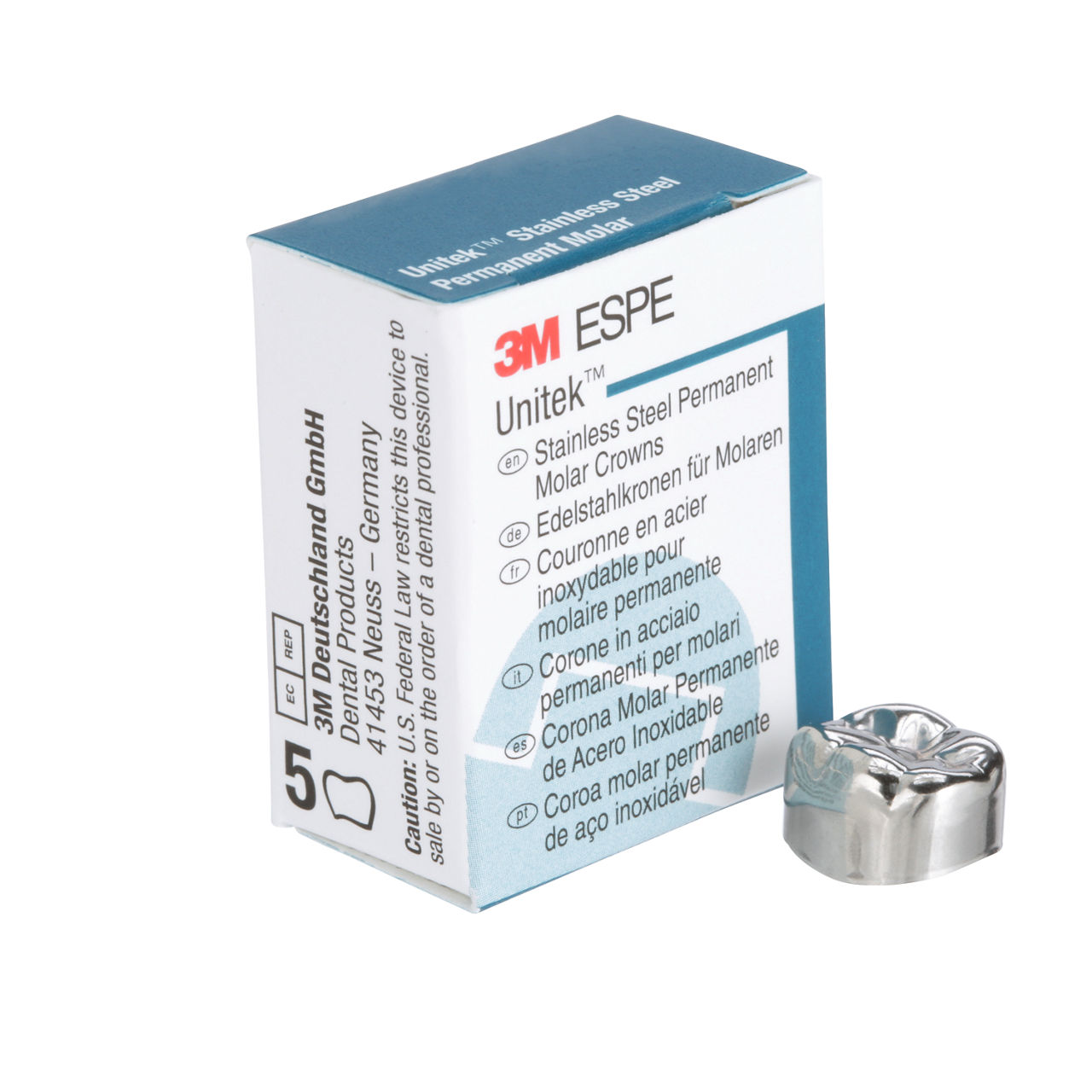 3M ESPE Unitek Stainless Steel First Permanent Molar Crown, 900346, lower right, size 6