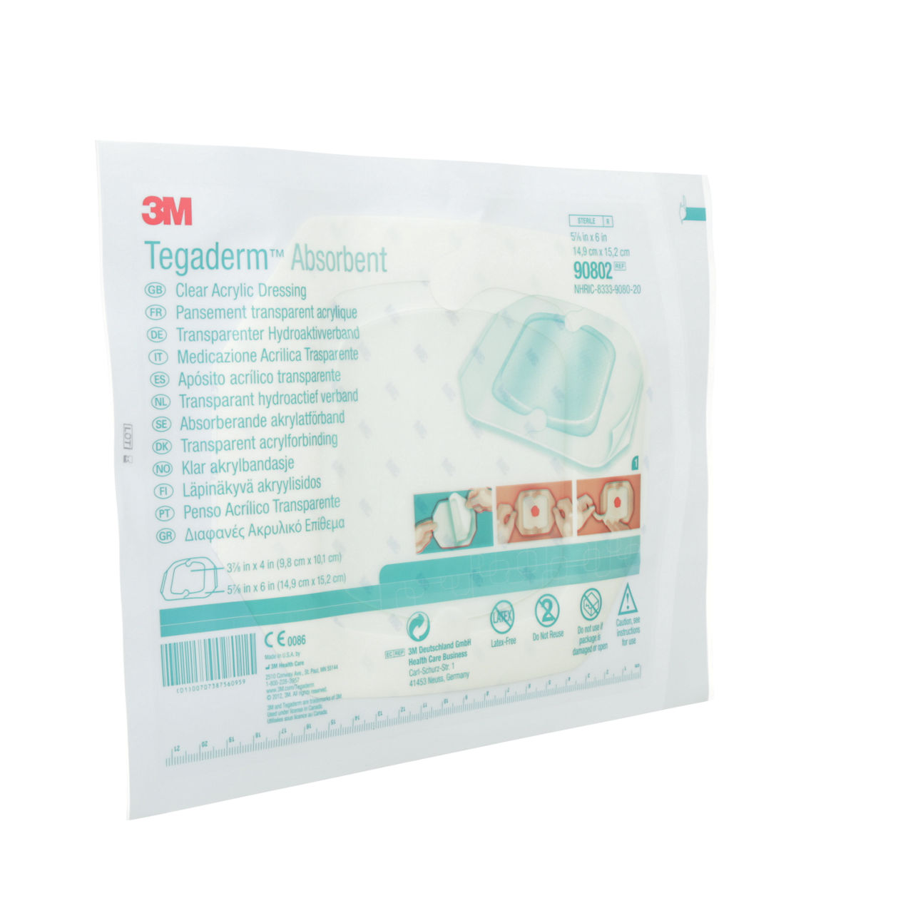 3M Tegaderm Absorbent Clear Acrylic Dressing, 90802, small squre