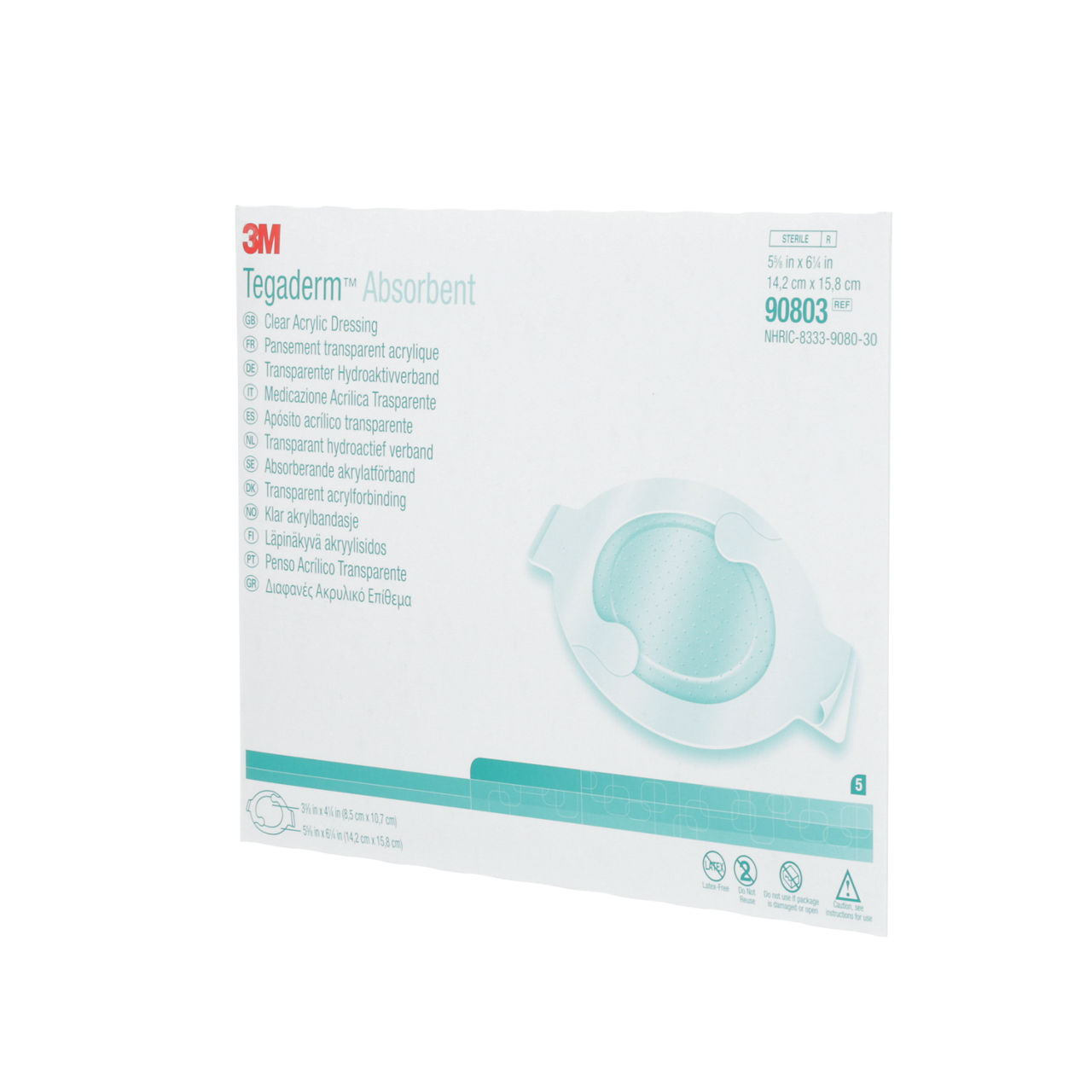 3M Tegaderm™ Absorbent Clear Acrylic Dressing, 90803, large oval