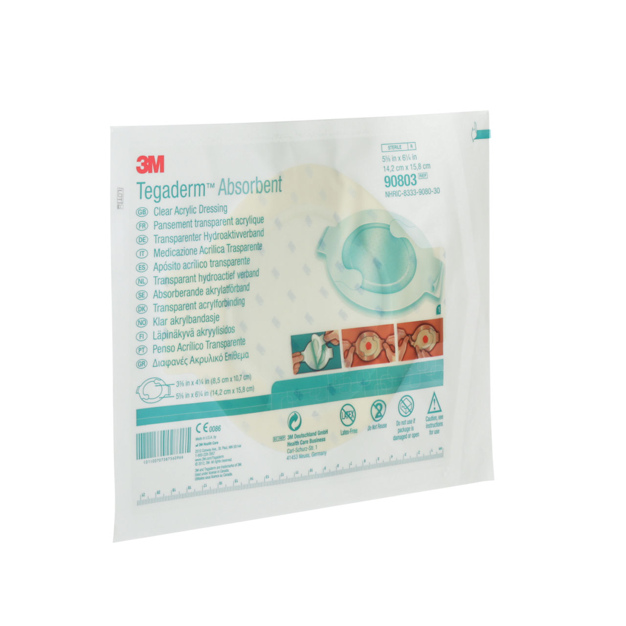 3M Tegaderm™ Absorbent Clear Acrylic Dressing, 90803, large oval
