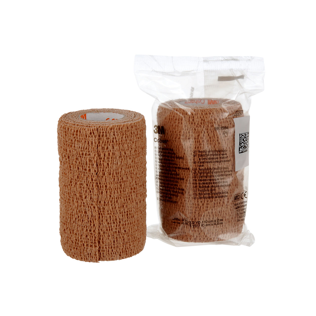 3M™ Coban™ Self-Adherent Wrap, 1584, Tan, 4IN X 5YD, 18 Roll/Case