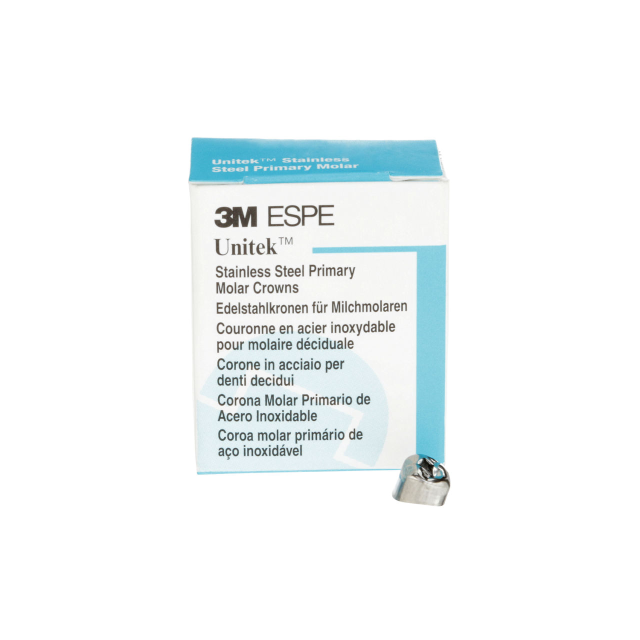 3M™ Unitek™ Stainless Steel Primary Molar Crowns, 900141, Lower RightFirst Primary Molar, Size 1, 5 Crowns