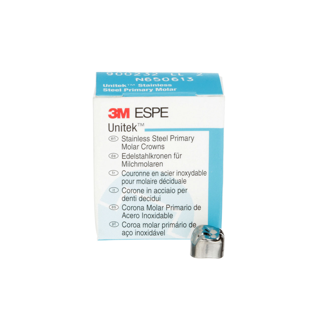 3M™ Unitek™ Stainless Steel Primary Molar Crowns, 900232, Lower LeftSecond Primary Molar, Size 2, 5 Crowns