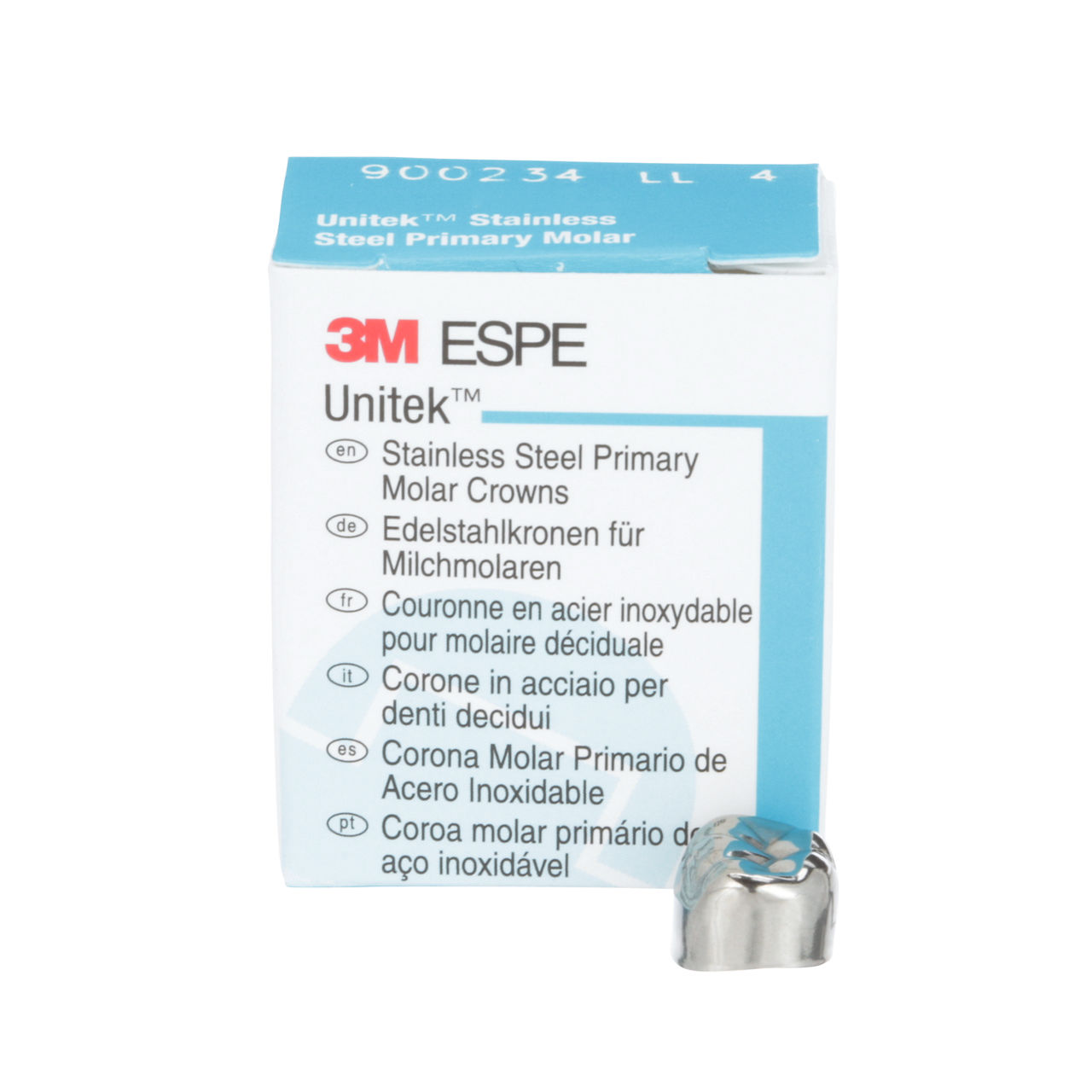 3M™ Unitek™ Stainless Steel Primary Molar Crowns, 900234, Lower LeftSecond Primary Molar, Size 4, 5 Crowns