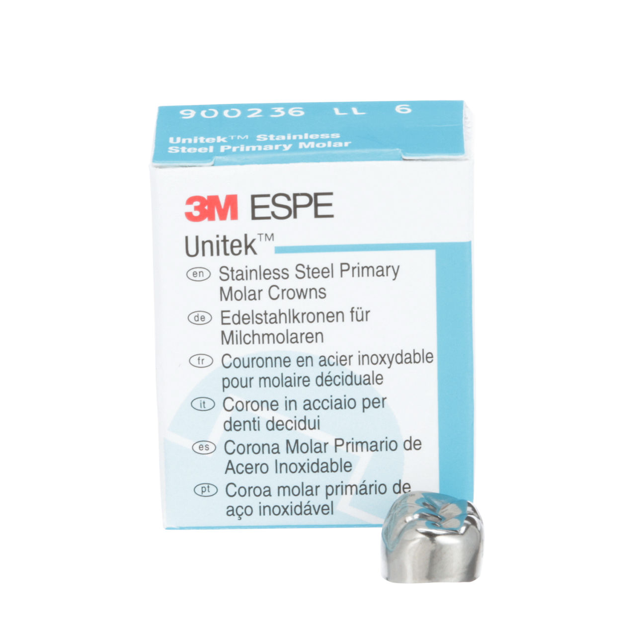 3M™ Unitek™ Stainless Steel Primary Molar Crowns, 900236, Lower LeftSecond Primary Molar, Size 6, 5 Crowns