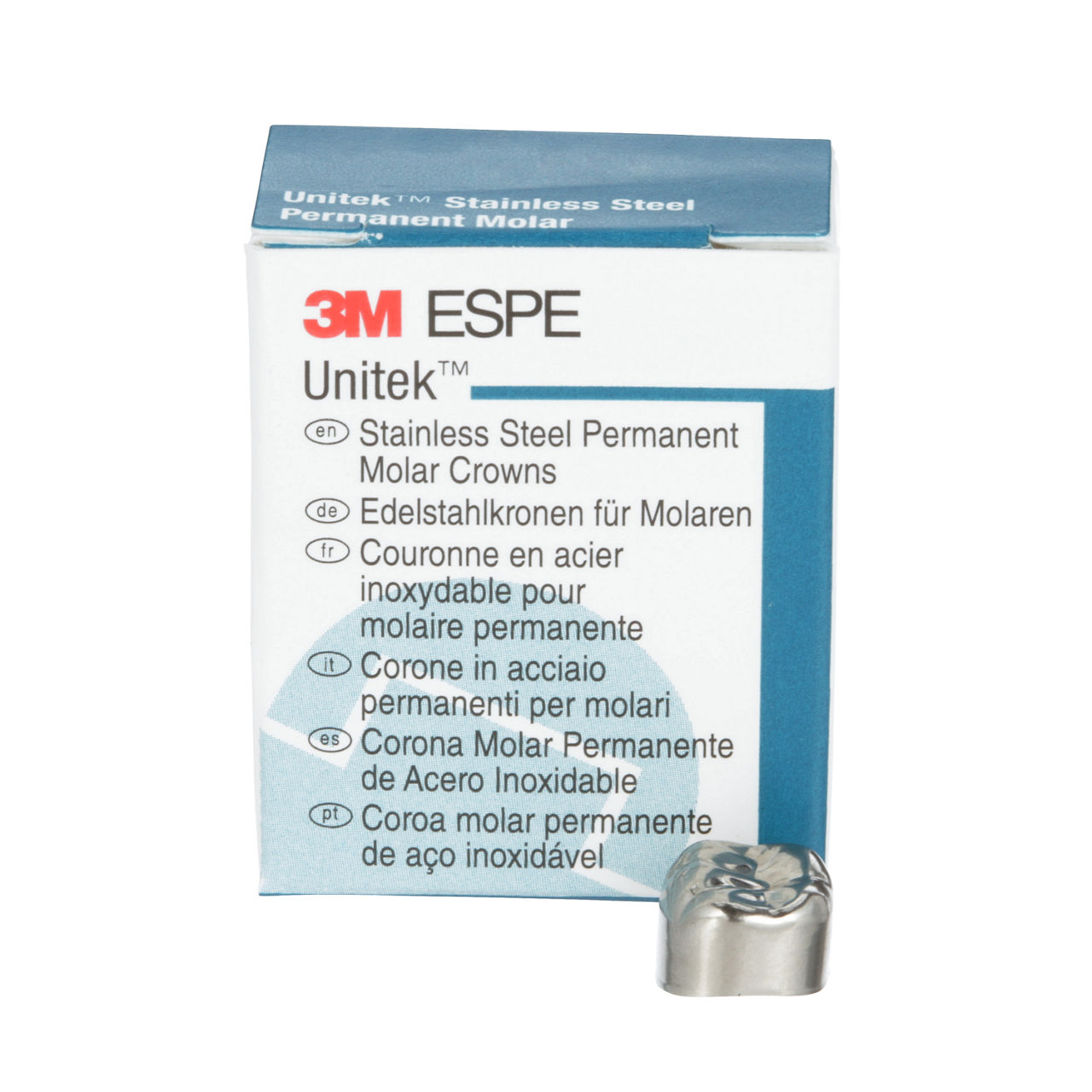 3M™ Unitek™ Stainless Steel Permanent Molar Crowns, 900341, Lower RightFirst Permanent Molar, Size 1, 5 Crowns