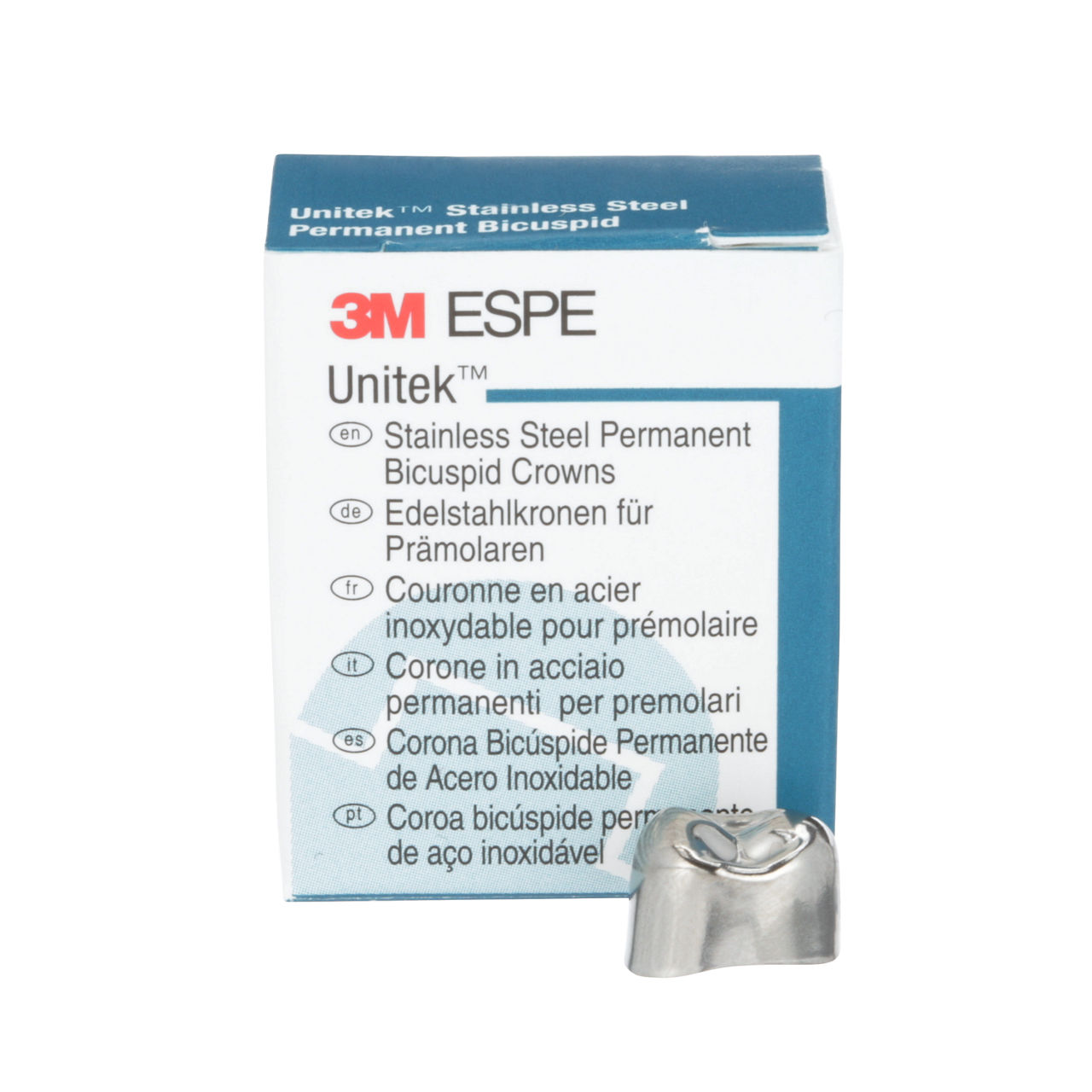 3M™ Unitek™ Stainless Steel Permanent Bicuspid Crowns, 900525, UpperRight First Bicuspid, Size 5, 5 Crowns