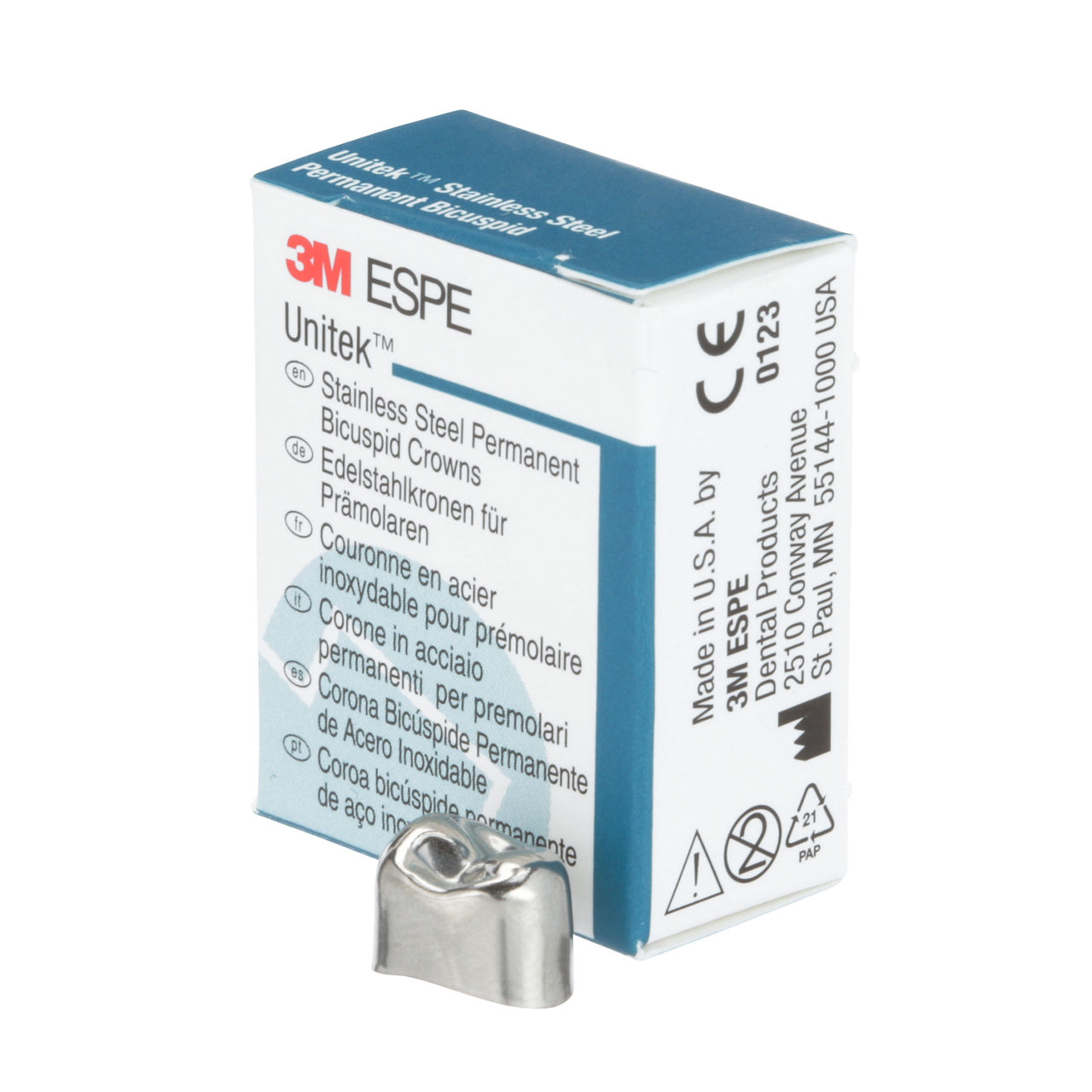 3M ESPE Unitek Stainless Steel Permanent First Bicuspid Crown, 900525, upper right, size 5