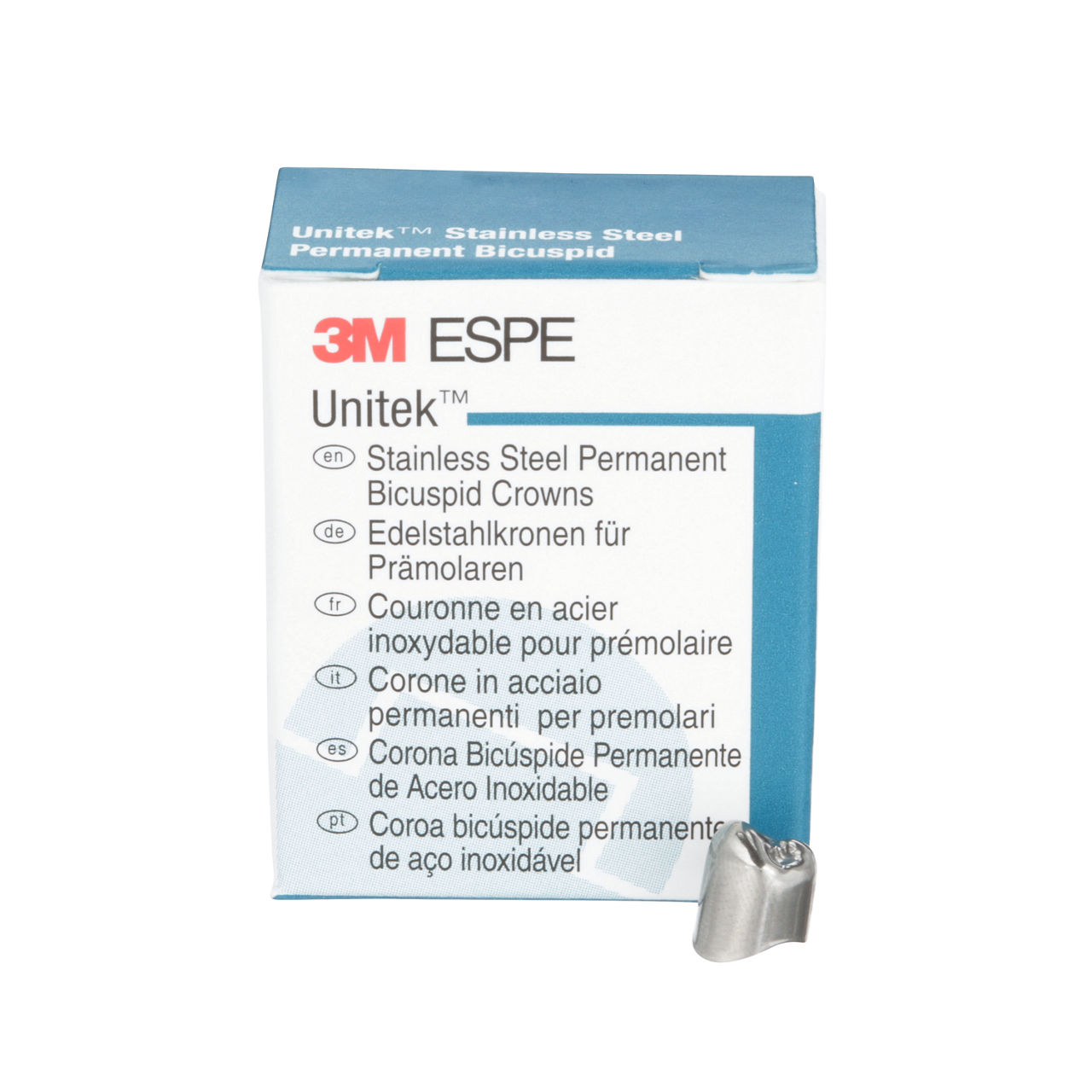3M™ Unitek™ Stainless Steel Permanent Bicuspid Crowns, 900540, LowerRight First Bicuspid, Size 0, 5 Crowns