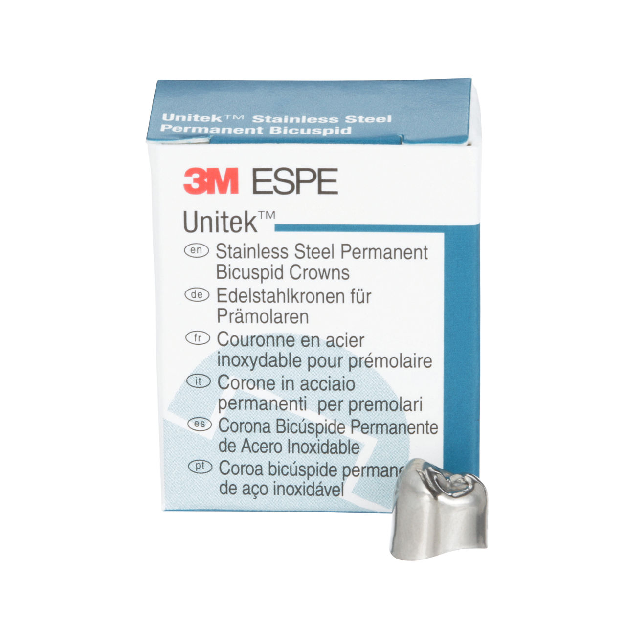 3M™ Unitek™ Stainless Steel Permanent Bicuspid Crowns, 900545, LowerRight First Bicuspid, Size 5, 5 Crowns