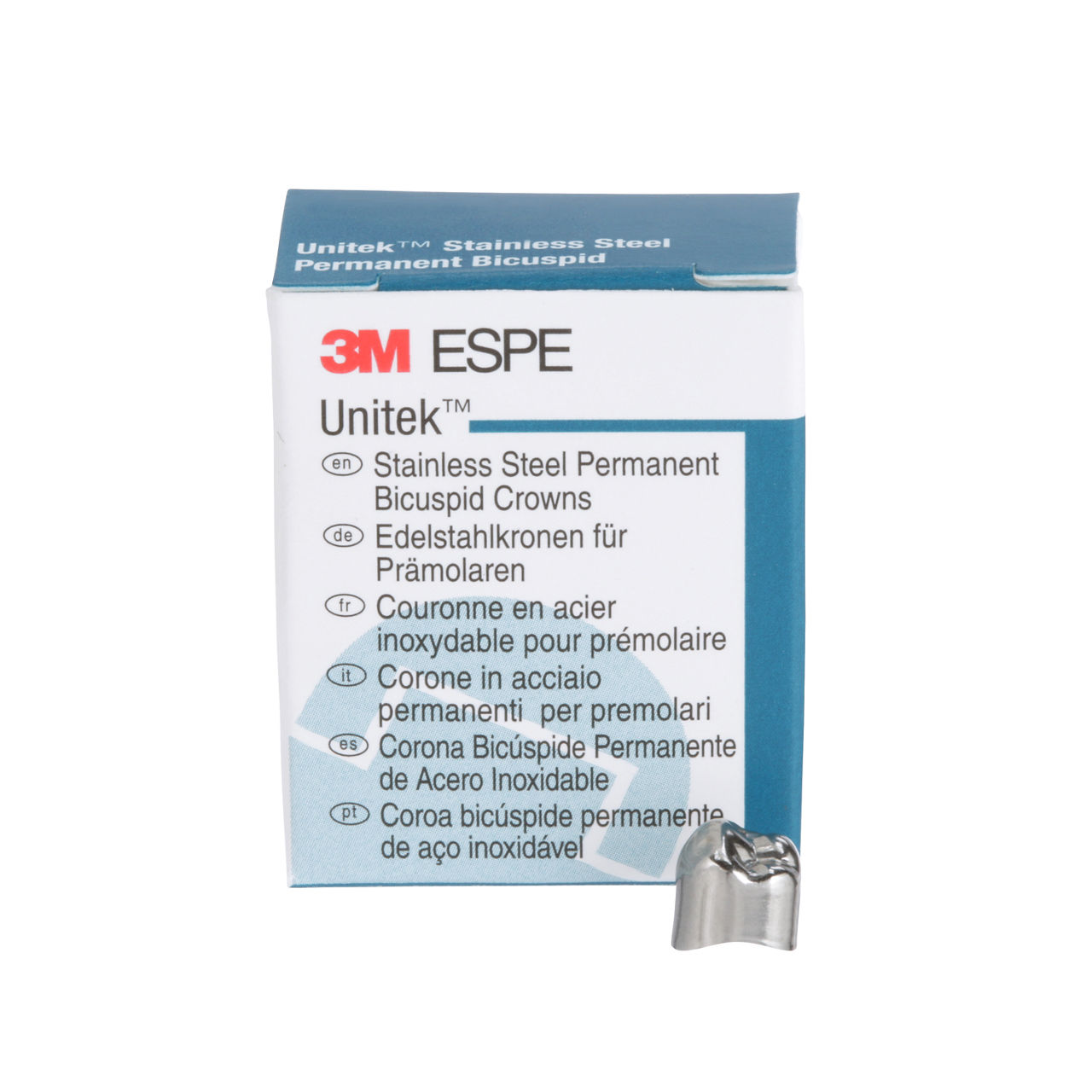 3M™ Unitek™ Stainless Steel Permanent Bicuspid Crowns, 900640, LowerRight Second Bicuspid, Size 0, 5 Crowns