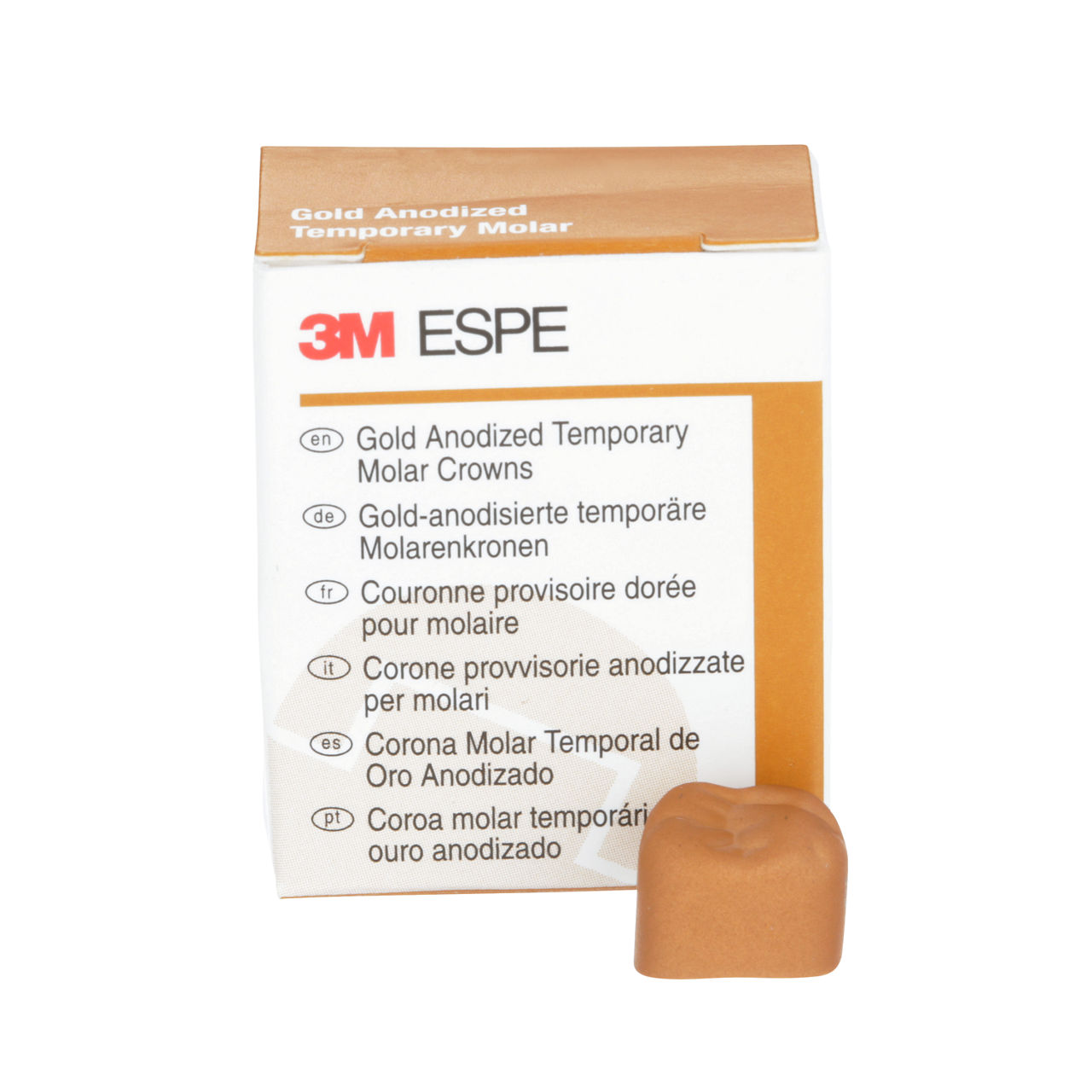 3M™ Gold Anodized Temporary Molar Crowns, 940323, Upper Right FirstMolar, Size 3, 5 Crowns