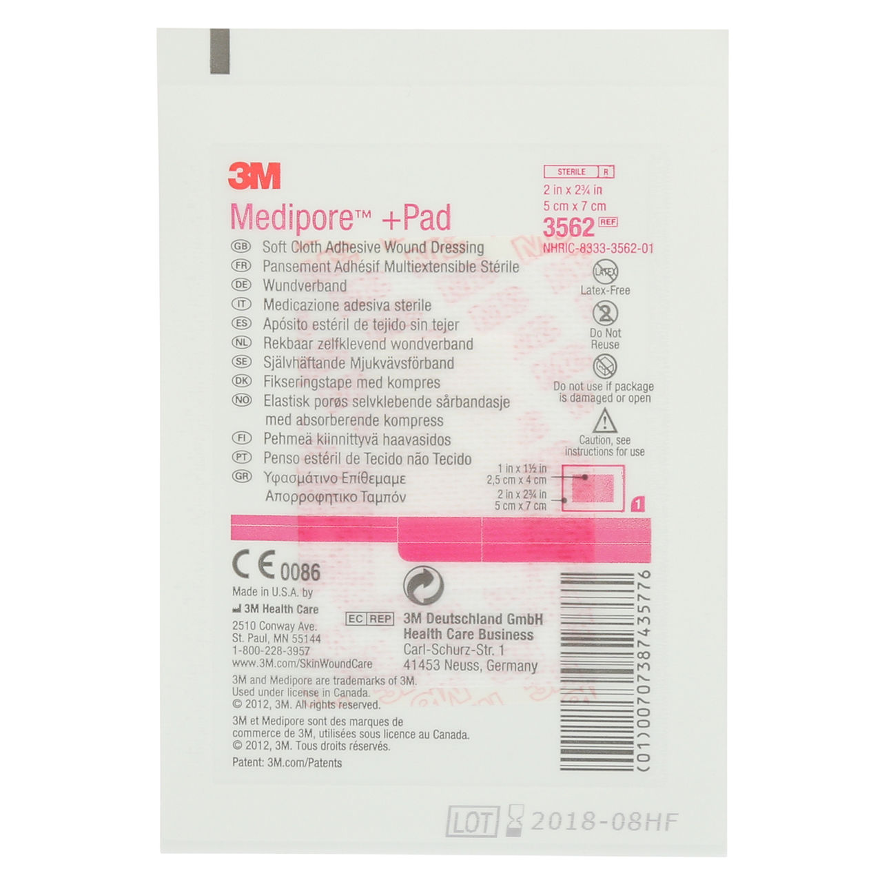 3M™ Medipore™  Pad Soft Cloth Adhesive Wound Dressing, 3562
