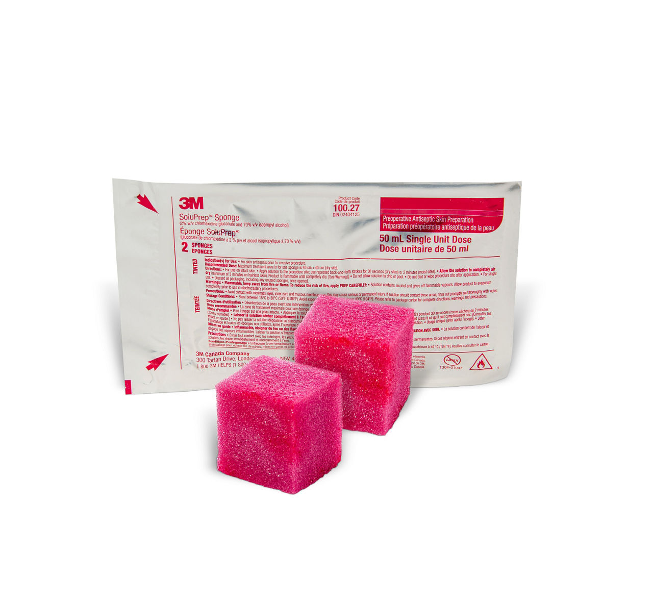 3M™SoluPrep™ Esponja, 100.27,(2, 2% gluconato de clorhexidina, 70% Alcohol Isopropilico), Tintado, 2 unid