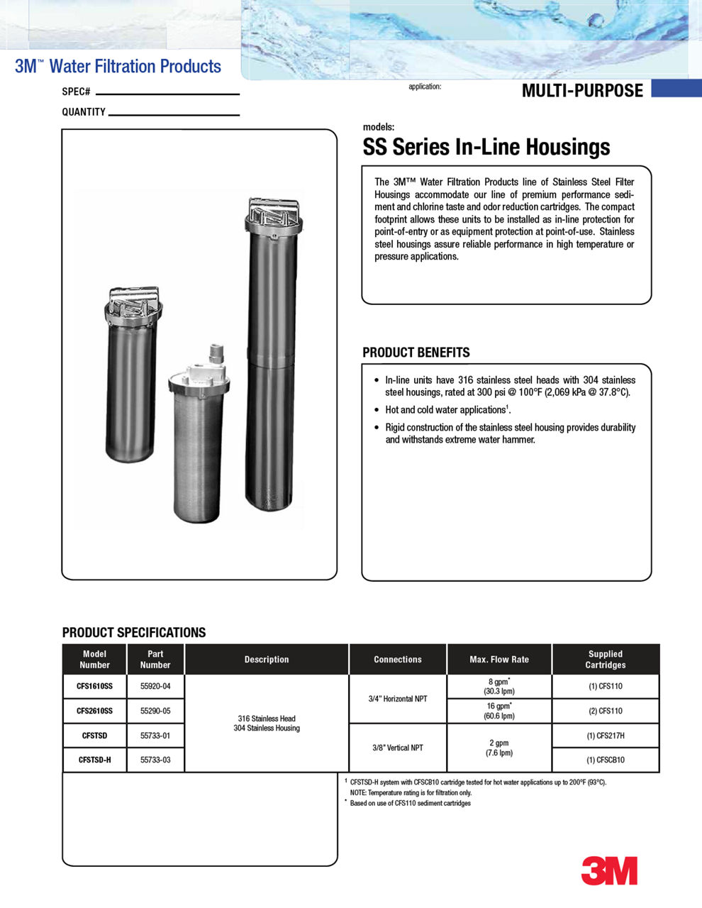 SS Series In-Line Housings 