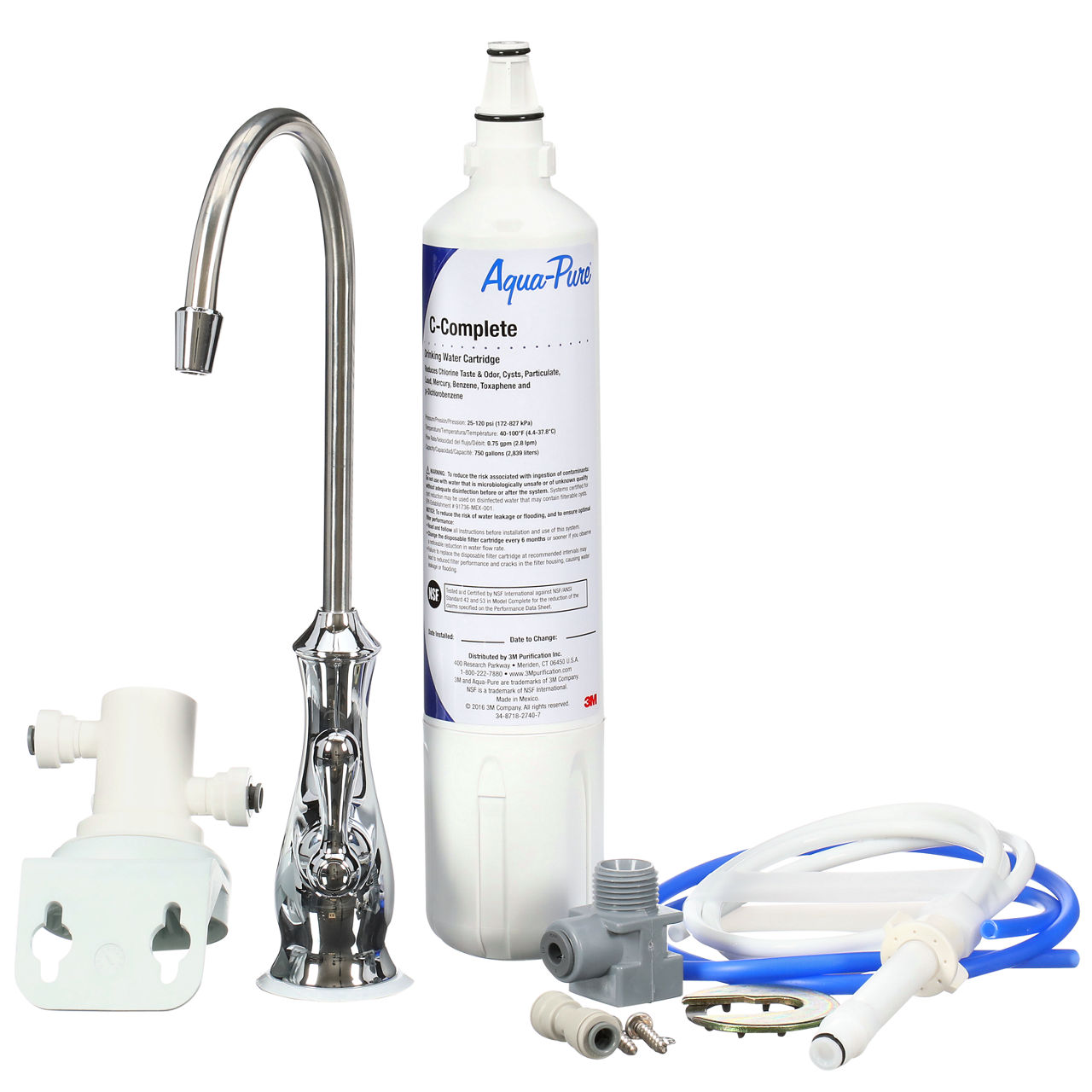 3M™ Aqua-Pure™ Under Sink Dedicated Faucet Water Filtration System APEasy Complete, 04-99534, 0.5 um, 6/Case