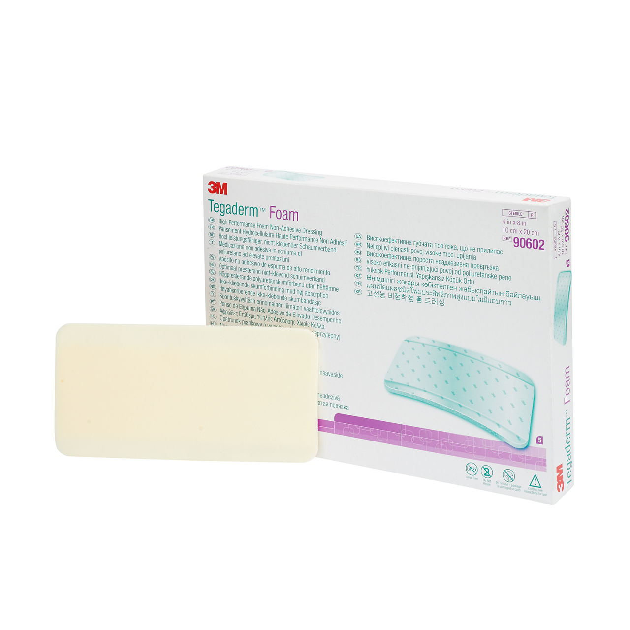 3M™ Tegaderm™ High Performance Foam Non-Adhesive Dressing, 90602, 4 in x 8 in (10 cm x 20 cm), 5/ct 6ct/Case